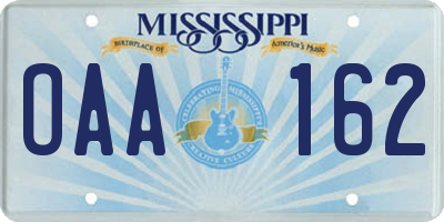 MS license plate OAA162