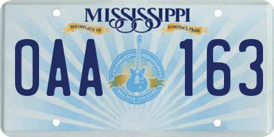 MS license plate OAA163