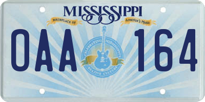 MS license plate OAA164