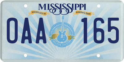 MS license plate OAA165