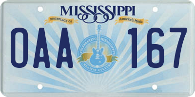 MS license plate OAA167