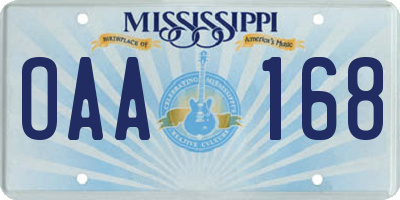 MS license plate OAA168