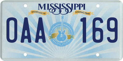 MS license plate OAA169