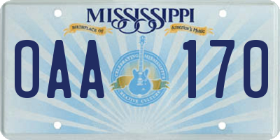 MS license plate OAA170