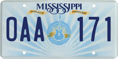 MS license plate OAA171