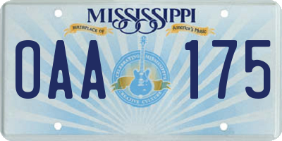 MS license plate OAA175
