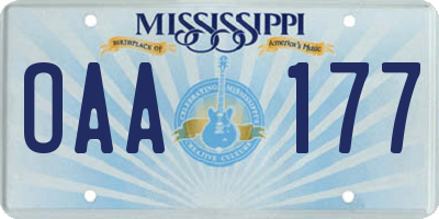 MS license plate OAA177