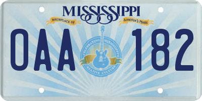 MS license plate OAA182