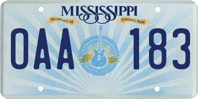 MS license plate OAA183