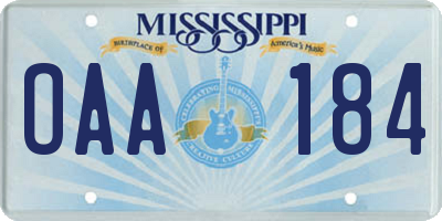 MS license plate OAA184