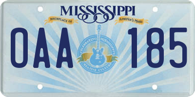 MS license plate OAA185