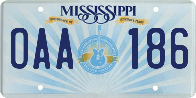 MS license plate OAA186