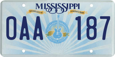 MS license plate OAA187