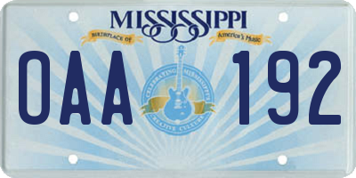 MS license plate OAA192