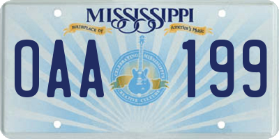 MS license plate OAA199
