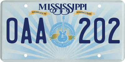 MS license plate OAA202