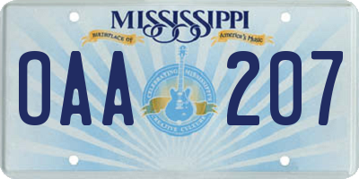 MS license plate OAA207