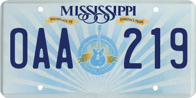 MS license plate OAA219