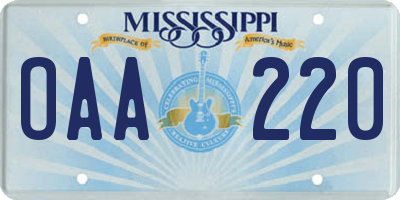 MS license plate OAA220