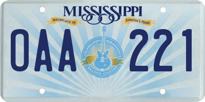 MS license plate OAA221