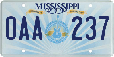 MS license plate OAA237