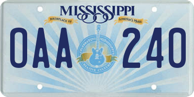 MS license plate OAA240