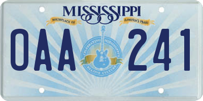 MS license plate OAA241