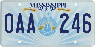 MS license plate OAA246