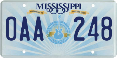 MS license plate OAA248