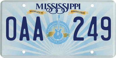 MS license plate OAA249