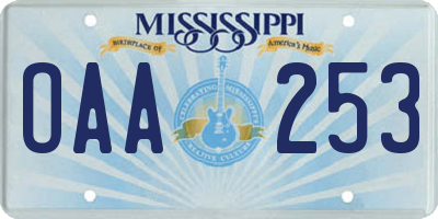 MS license plate OAA253