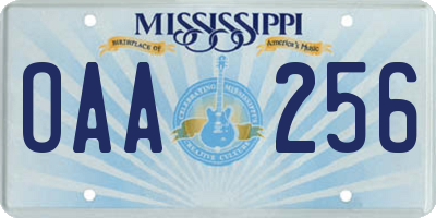 MS license plate OAA256