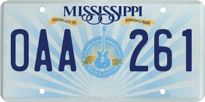 MS license plate OAA261