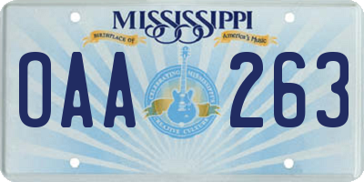 MS license plate OAA263