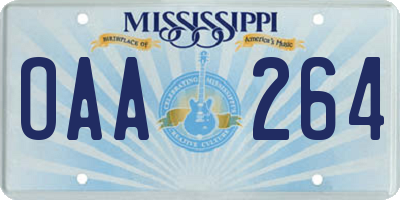 MS license plate OAA264