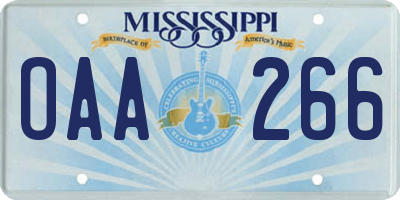 MS license plate OAA266
