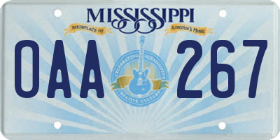 MS license plate OAA267