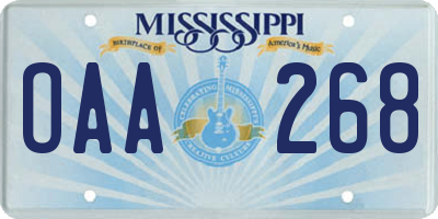 MS license plate OAA268