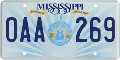 MS license plate OAA269