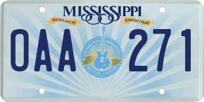 MS license plate OAA271