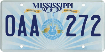 MS license plate OAA272
