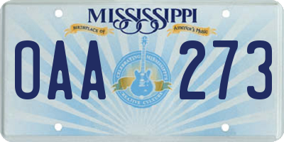 MS license plate OAA273