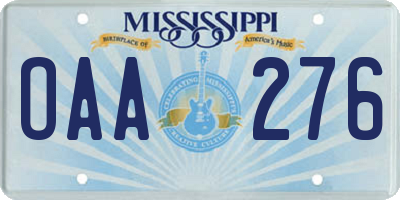 MS license plate OAA276