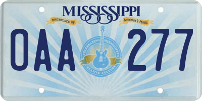 MS license plate OAA277