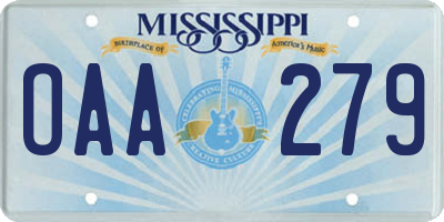 MS license plate OAA279