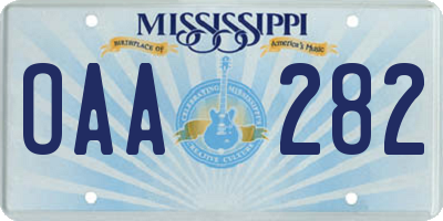 MS license plate OAA282