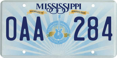MS license plate OAA284