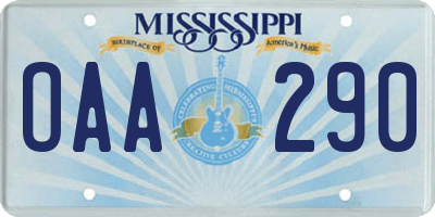 MS license plate OAA290