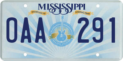 MS license plate OAA291