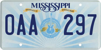 MS license plate OAA297